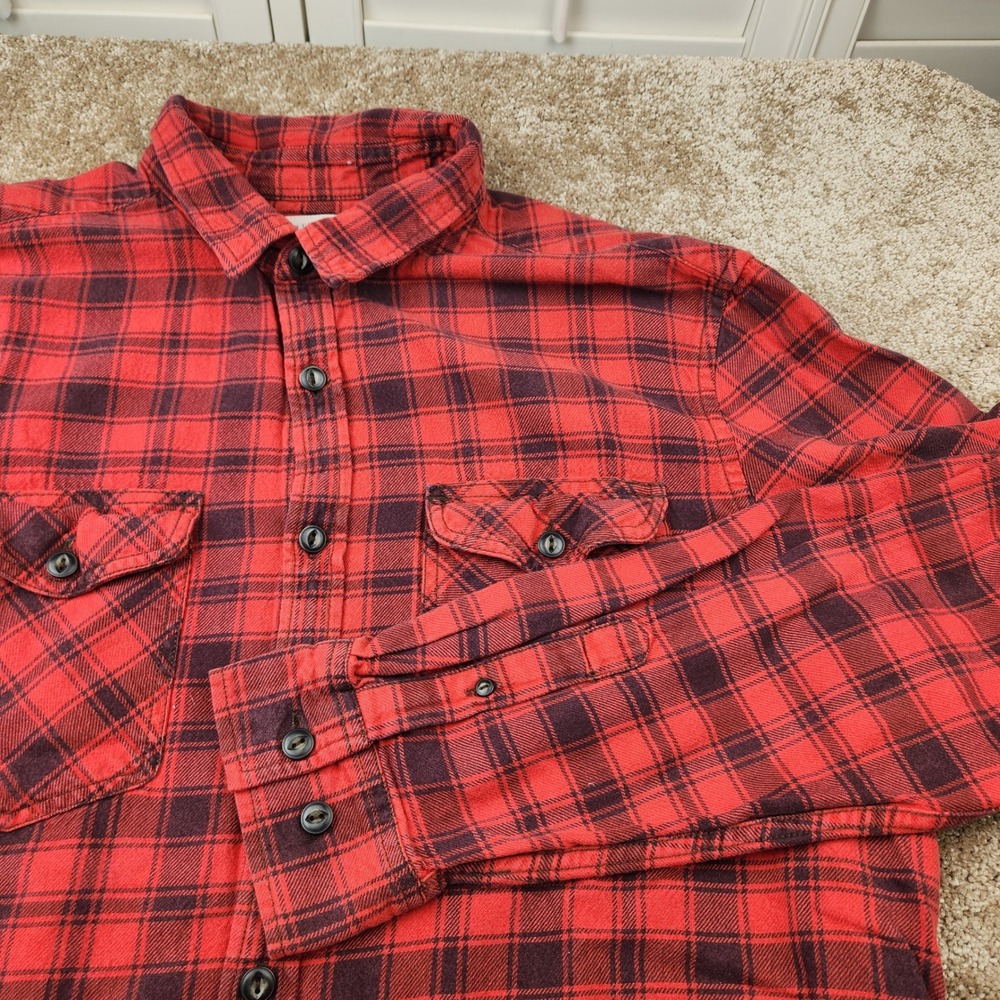 American Eagle Outfitters Mens XXL Red Black Plaid Flannel Button Down Shirt